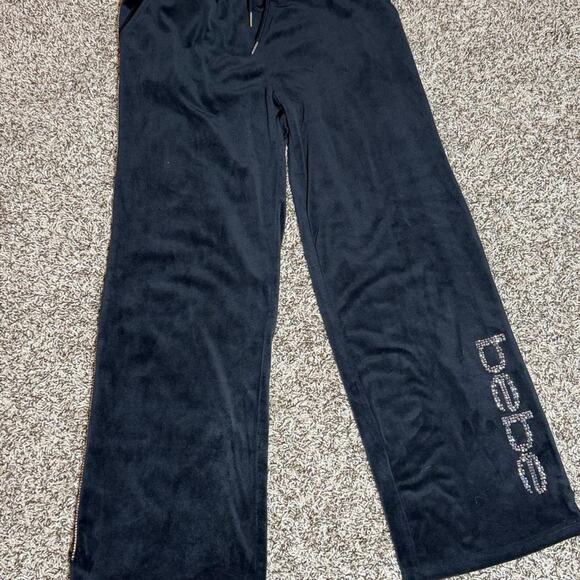 Black bebe velour sweatpants - Picture 1 of 3